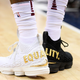 Cleveland Cavaliers forward LeBron James’ shoes are emblazoned with “Equality” on both heels during the first half of the game against the Washington Wizards on Dec. 17, 2017, in Washington, D.C. (Nick Wass/AP Images)